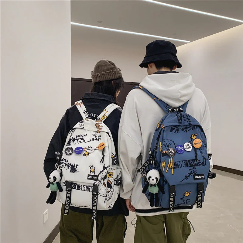 Men's foldable travel backpack with expandable design for overseas tripsLarge Capacity Fashion Outdoor Casual Graffiti Backpack