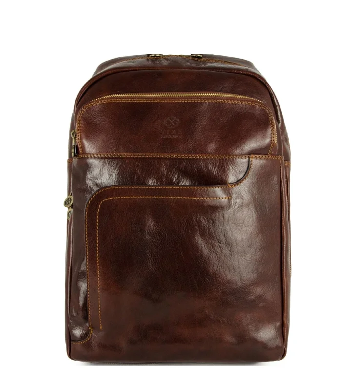 Travel bag with a retractable garment rack for easy unpackingLeather Travel Backpack for Women - L.A. Confidential