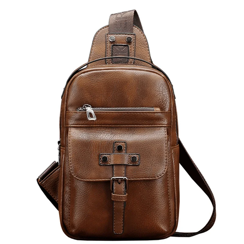 Men's crossbody bag with a built - in charging port for tech use on the goMen PU Leather Business Casual Chest Bag Crossbody Shoulder Bag for Leisure Men's crossbody bag with a built - in charging port for tech use on the goMen PU Leather Business Casual Chest Bag Crossbody Shoulder Bag for Leisure