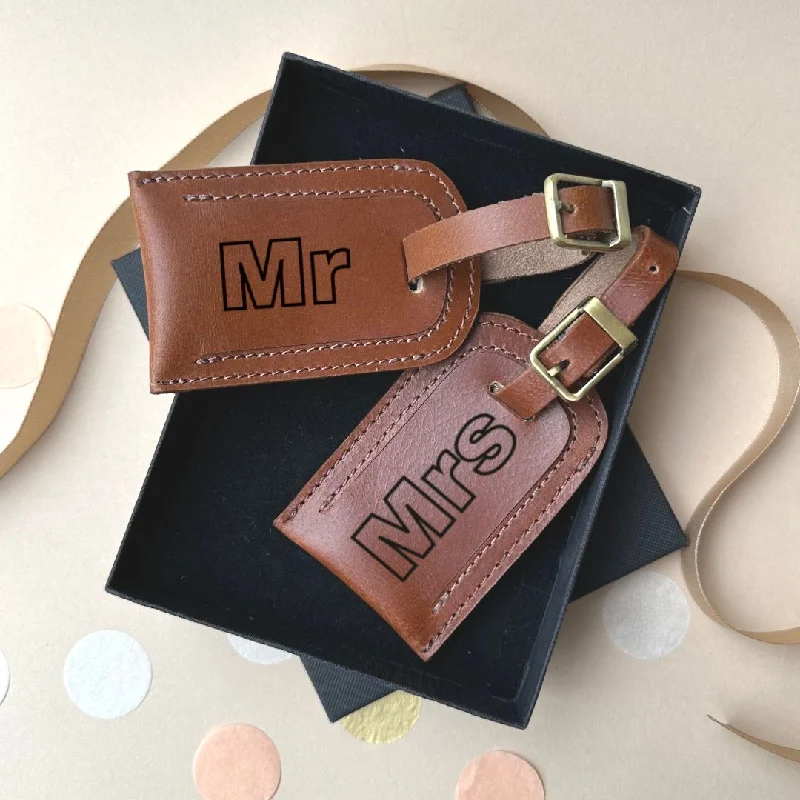 Travel bag with a built - in power bank charger for on - the - go device chargingMr & Mrs Luggage Tags Travel bag with a built - in power bank charger for on - the - go device chargingMr & Mrs Luggage Tags
