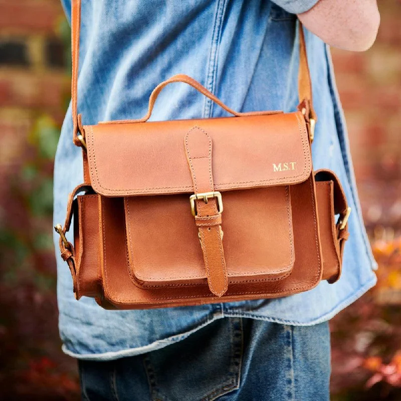 Convertible travel bag that can be used as a backpack or totePersonalised Buffalo Leather Camera Bag