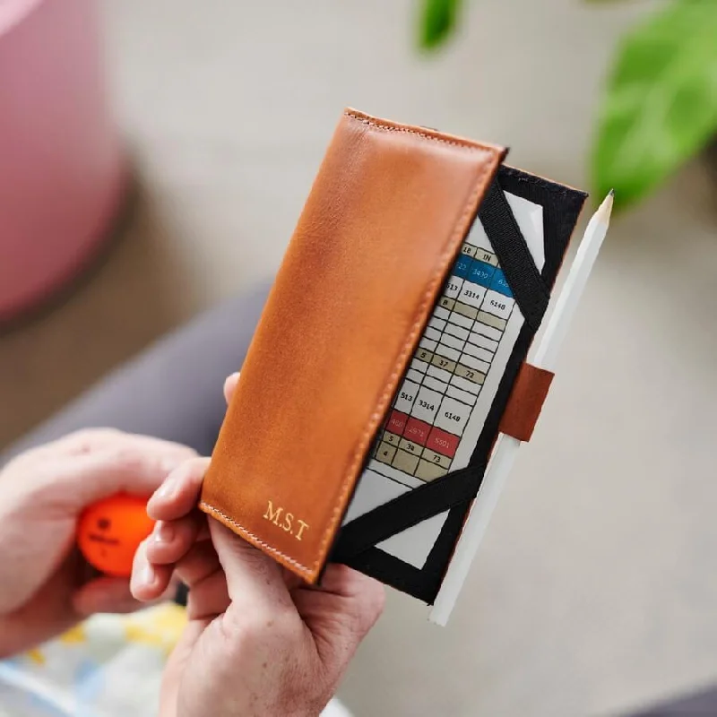 Designer - branded leather travel bag for luxury business travelersPersonalised Leather Golf Score Card Holder Designer - branded leather travel bag for luxury business travelersPersonalised Leather Golf Score Card Holder