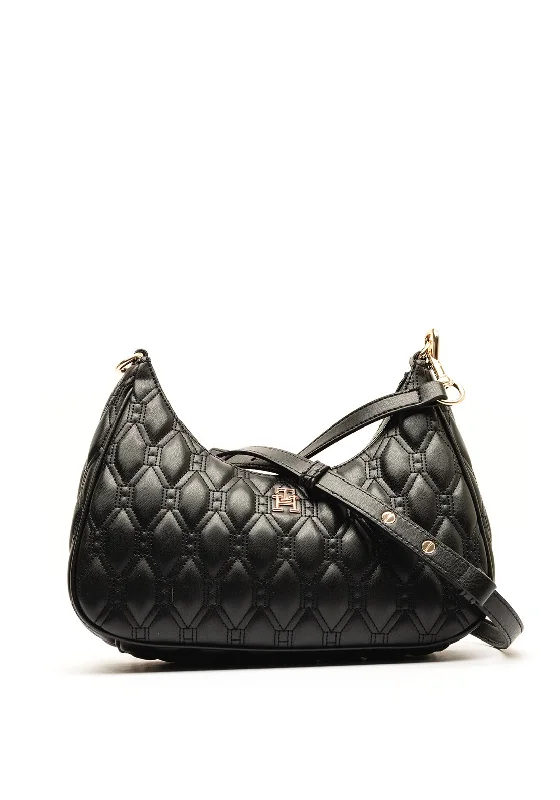 Men's leather crossbody bag with antique brass hardware for a vintage lookTommy Hilfiger Quilted Crossbody Bag, Black Men's leather crossbody bag with antique brass hardware for a vintage lookTommy Hilfiger Quilted Crossbody Bag, Black