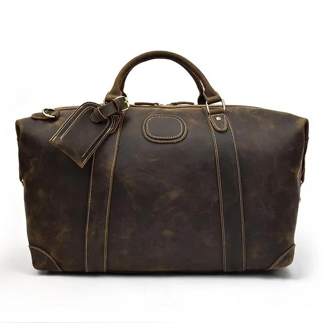Anti - theft travel bag with RFID - blocking pockets for personal safetyThe Eira Duffle Bag | Vintage Leather Weekender Anti - theft travel bag with RFID - blocking pockets for personal safetyThe Eira Duffle Bag | Vintage Leather Weekender