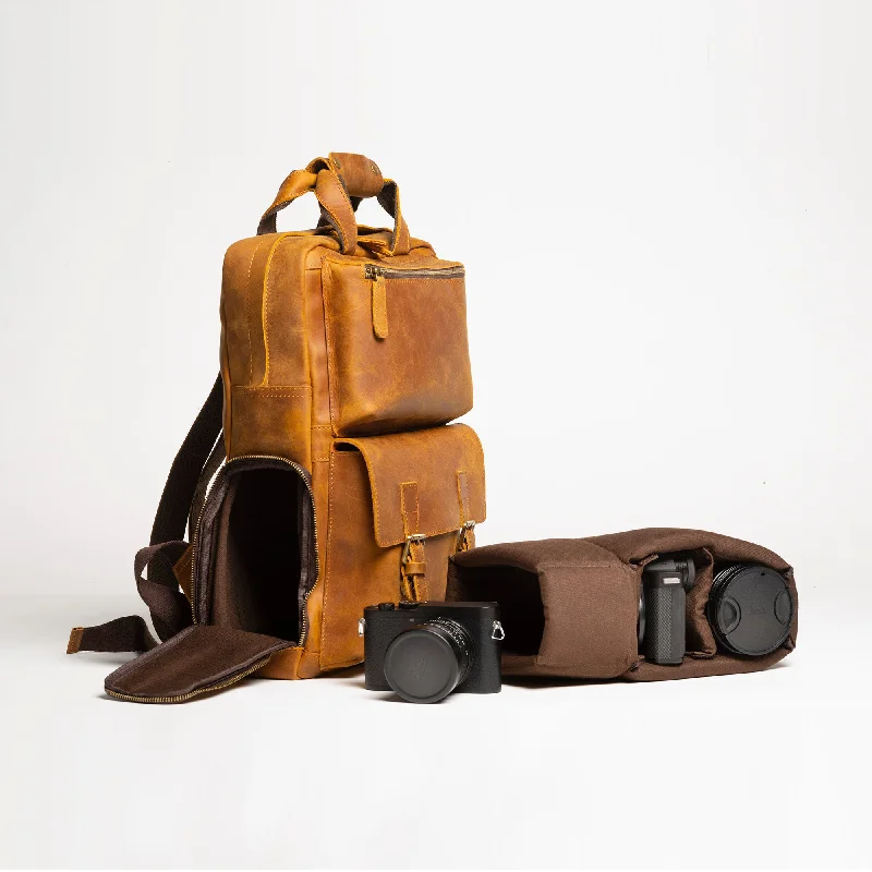 Designer - branded leather travel bag for luxury business travelersThe MANN Bag | Large Capacity Leather Camera Backpack Designer - branded leather travel bag for luxury business travelersThe MANN Bag | Large Capacity Leather Camera Backpack