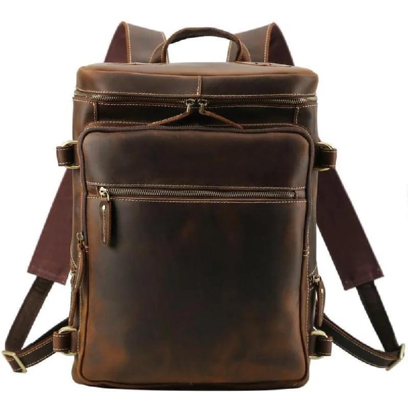 Hiking - specific travel bag with hydration bladder compatibilityThe Raoul Backpack | Handmade Vintage Leather Backpack Hiking - specific travel bag with hydration bladder compatibilityThe Raoul Backpack | Handmade Vintage Leather Backpack