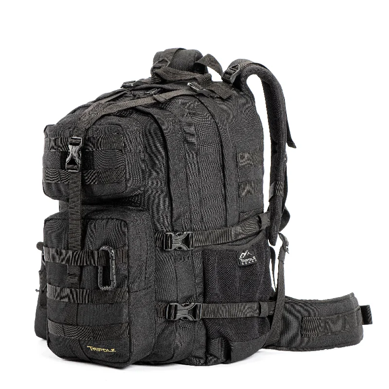 Men's travel backpack with multiple external pockets for easy accessTripole Alfa 45 Litres Military Tactical Backpack and Rucksack with Detachable Sling Bag | Rain Cover | 3 Year Warranty - Black Men's travel backpack with multiple external pockets for easy accessTripole Alfa 45 Litres Military Tactical Backpack and Rucksack with Detachable Sling Bag | Rain Cover | 3 Year Warranty - Black