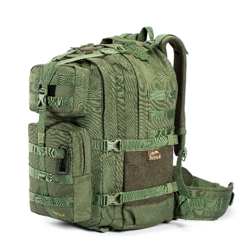 Men's minimalist leather backpack with simple design for casual outingsTripole Alfa 45 Litres Military Tactical Backpack and Rucksack with Detachable Sling Bag | Rain Cover | 3 Year Warranty - Army Green