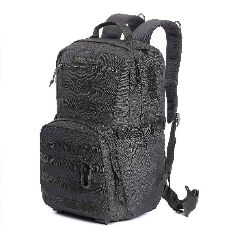 Men's backpack with a separate shoe compartment for gym-goersTripole Captain 25 Litres Tactical Backpack with MOLLE Webbing and Carabiner - Black