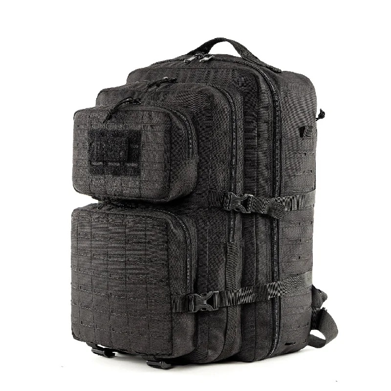 Men's convertible backpack that can be worn as a messenger bagTripole Force Plus Tactical Army 50 Litre Bag & Backpack with Laser-cut MOLLE - Black